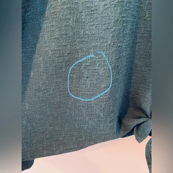 Sussan Size L Teal Green Tie Front Top Long Sleeve Blouse - Picture 3 of 15